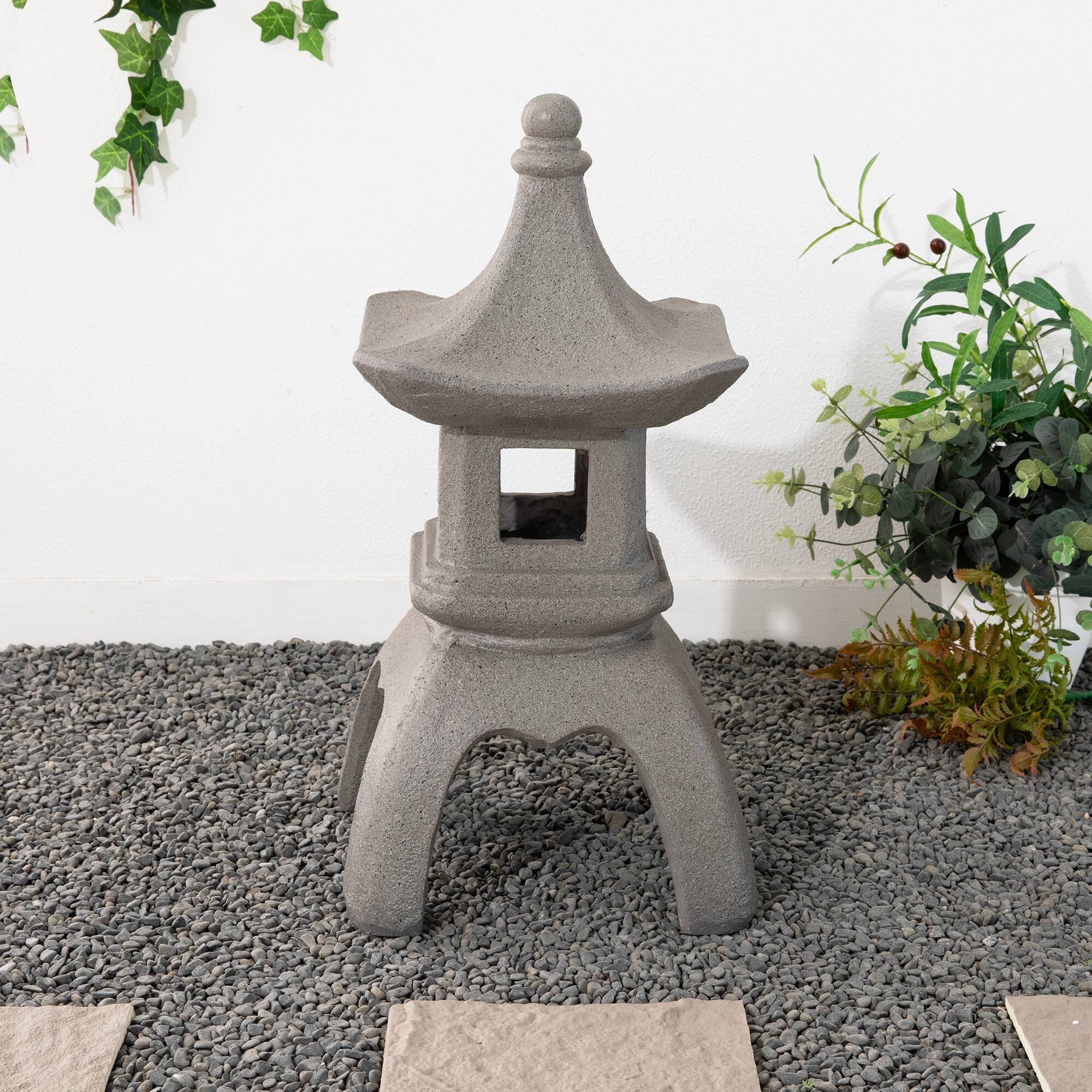 Glitzhome® 24" MGO Faux Concrete Pagoda Garden Statue